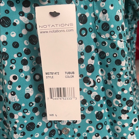 Notations Teal and Black Polka Dot Shirt - Picture 2 of 4